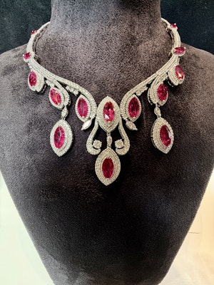 26.14ct Natural Ruby & 15.33ct Diamond Necklace