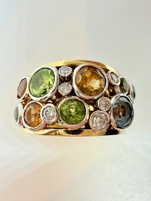 Multi - Coloured Gemstone Bubble Ring.