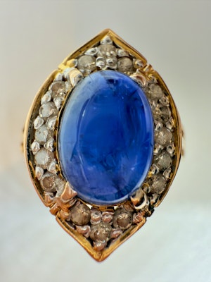 2.00ct Blue Sapphire & 0.40ct Diamond Ring.