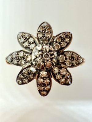 Gold & Silver, Diamond Flower Ring.