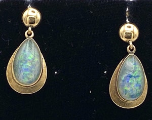 Opal doublet gold  earrings