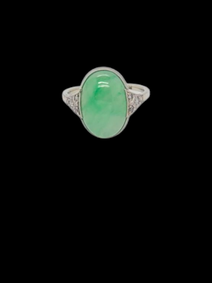 Art deco Jade and diamond ring SKU: 8035 DBGEMS