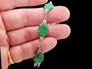 Art deco carved jade bracelet SKU: 8034 DBGEMS