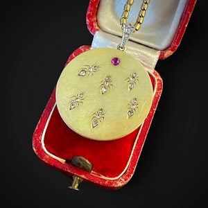 Antique Gold, Diamond And Ruby Ant Pendant