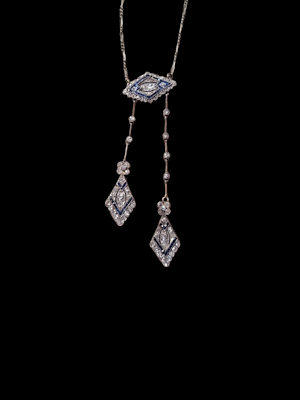 Antique sapphire and diamond pendant necklace SKU: 7820 DBGEMS