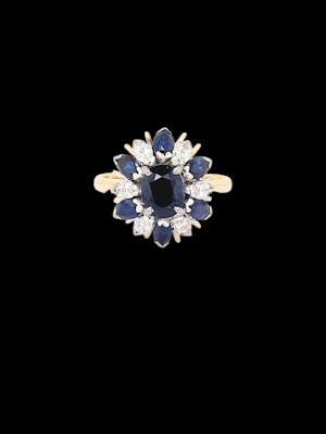 1960's Vintage sapphire and diamond cluster ring SKU: 8077 DBGEMS