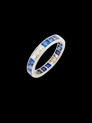 Art deco sapphire and diamond full hoop eternity band SKU: 8107 DBGEMS