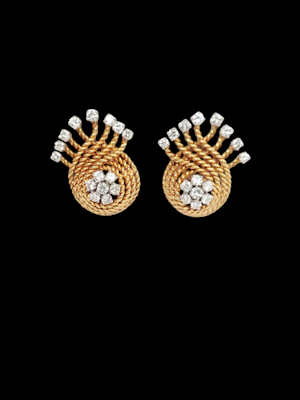 1960's stylish Vintage day 18ct yellow gold and diamond earrings SKU: 7982 DBGEMS