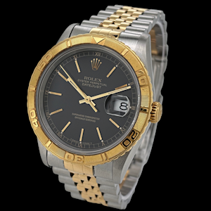 ROLEX DATEJUST TURN-O-GRAPH 16263 BLACK DIAL STEEL/GOLD