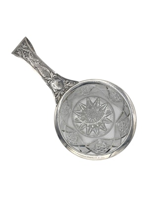 Russian silver and crystal glass kovsh, Moscow, 1916.