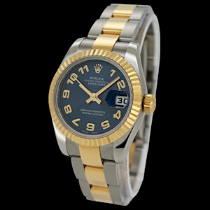 ROLEX LADY DATEJUST STEEL & GOLD BLUE CONCENTRIC ARABIC DIAL 179173 EXCELLENT CONDITION