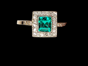 Gem emerald and diamond engagement ring SKU: 8130 DBGEMS