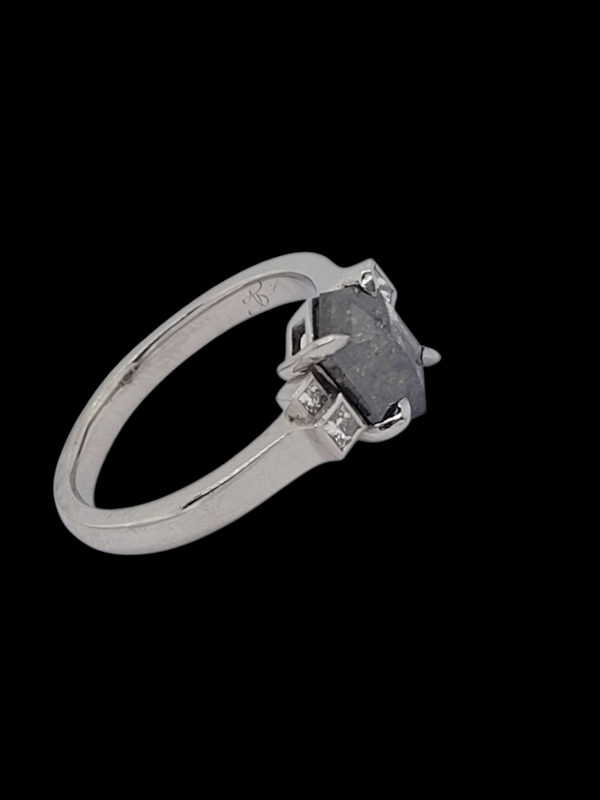 Modern unusual hexagonal salt and pepper diamond ring SKU: 8132 DBGEMS - image 4