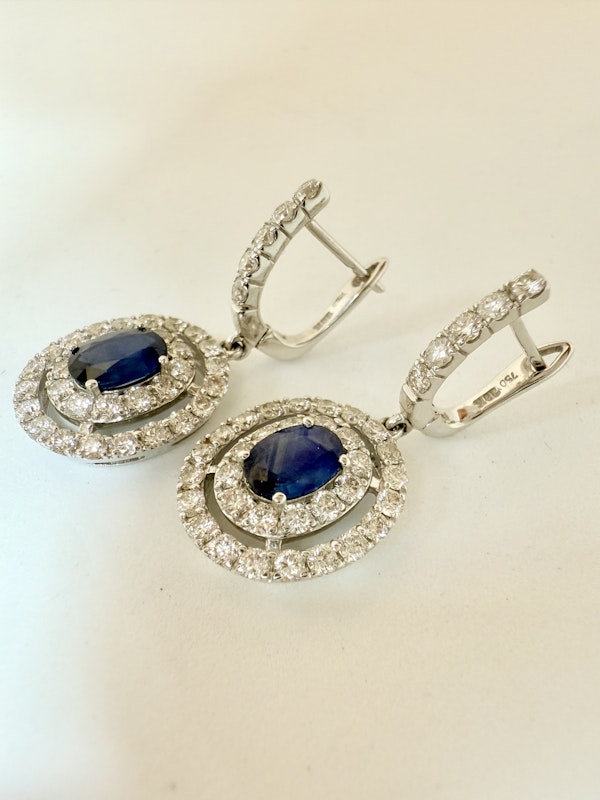 2.32ct Diamond & 1.62ct Natural Blue Sapphire Earrings. - image 4