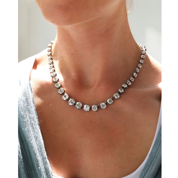 Antique Diamond and Silver Upon Gold Riviére Necklace, 40.00 Carats, Circa 1880 - image 2