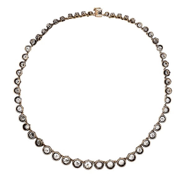 Antique Diamond and Silver Upon Gold Riviére Necklace, 40.00 Carats, Circa 1880 - image 5