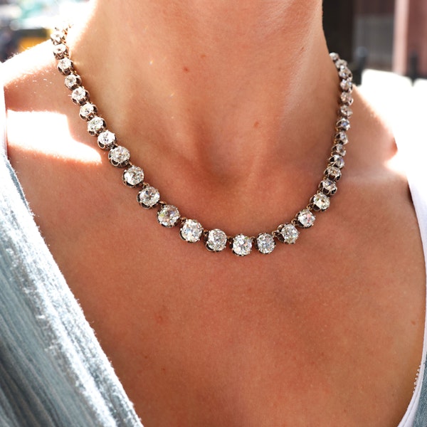 Antique Diamond and Silver Upon Gold Riviére Necklace, 40.00 Carats, Circa 1880 - image 6