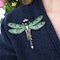 Moira Green Garnet, Diamond, Sapphire, Silver And Gold Dragonfly Brooch - image 9