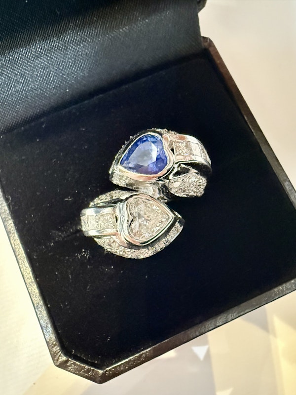 Diamond & Blue Sapphire Crossover Ring. - image 8