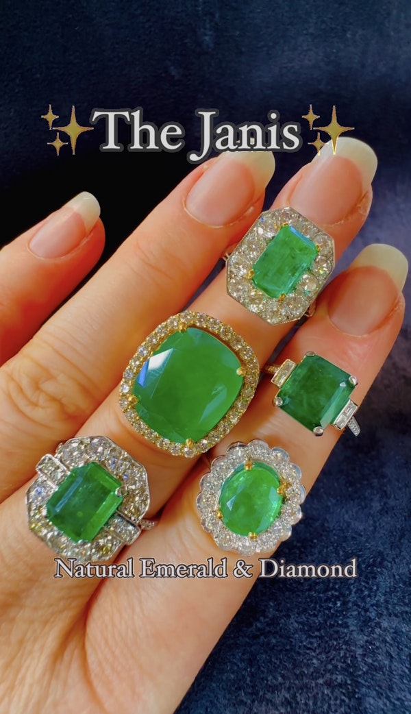 3.18ct Natural Emerald & 1.00ct Diamond Ring - image 9