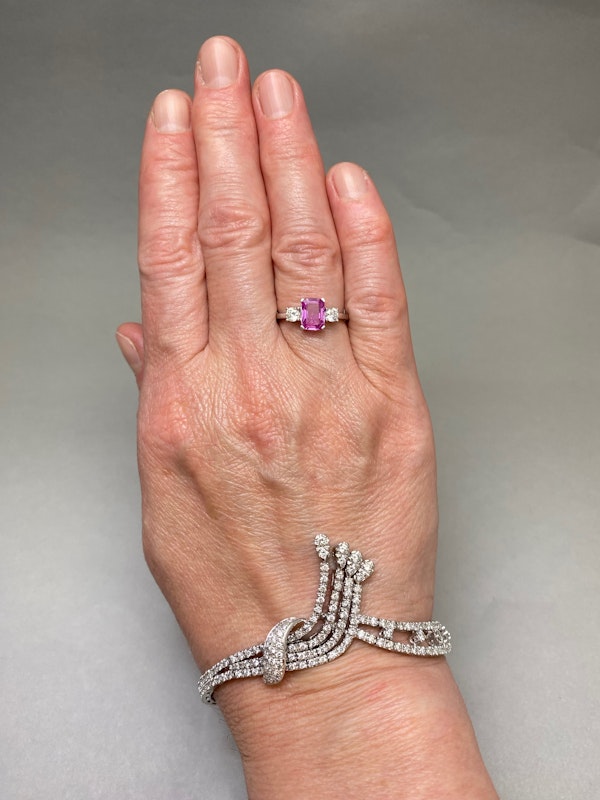 Pink Sapphire Diamond Ring in 18ct White Gold date circa 1970, SHAPIRO & Co since1979 - image 4
