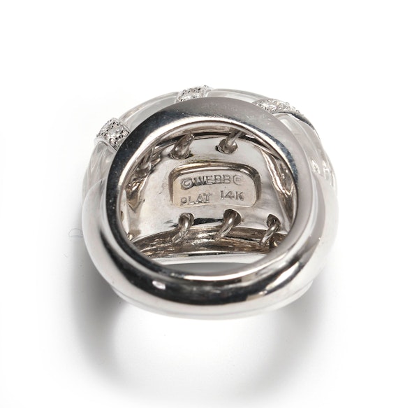 David Webb Rock Crystal, Diamond And Enamel Ring - image 9