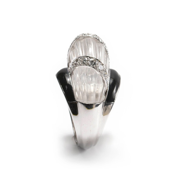 David Webb Rock Crystal, Diamond And Enamel Ring - image 7