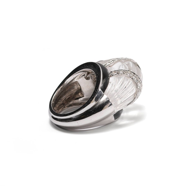 David Webb Rock Crystal, Diamond And Enamel Ring - image 8