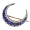 French Antique Sapphire Diamond and Silver Upon Gold Crescent Brooch, Circa 1890 - image 3