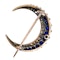 French Antique Sapphire Diamond and Silver Upon Gold Crescent Brooch, Circa 1890 - image 4