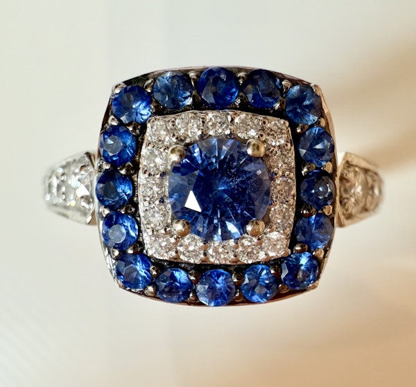 0.50ct Natural Blue Sapphire & 0.75ct Diamond Ring - image 1