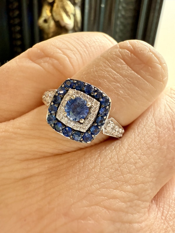 0.50ct Natural Blue Sapphire & 0.75ct Diamond Ring - image 3