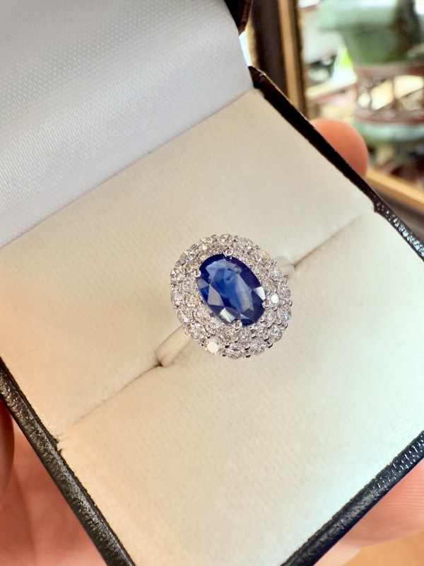 0.72ct Natural Blue Sapphire & 0.59ct Diamond Ring - image 4