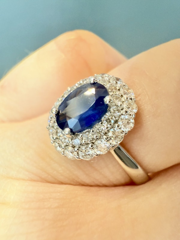0.72ct Natural Blue Sapphire & 0.59ct Diamond Ring - image 6