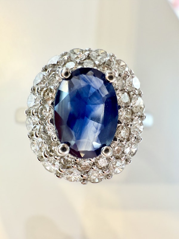 0.72ct Natural Blue Sapphire & 0.59ct Diamond Ring - image 8