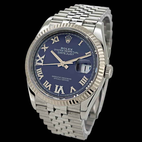 ROLEX DATEJUST 36 PURPLE ROMAN VI & IX DIAMOND FULL SET 2020 UK PAPERS - 126234-0021 - image 1