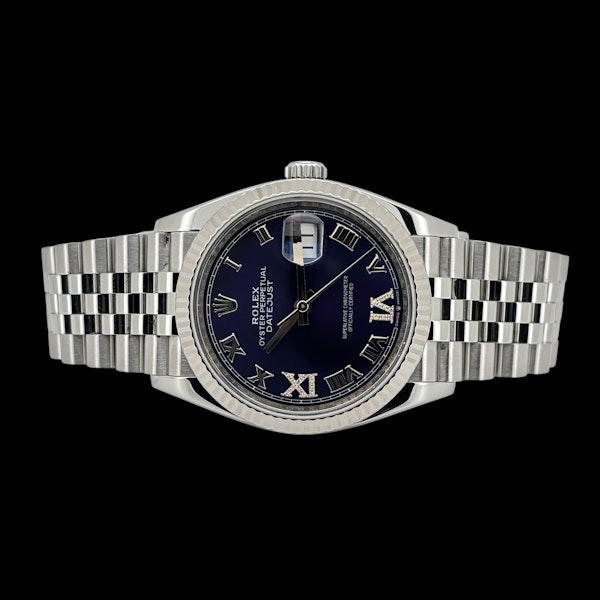 ROLEX DATEJUST 36 PURPLE ROMAN VI & IX DIAMOND FULL SET 2020 UK PAPERS - 126234-0021 - image 4