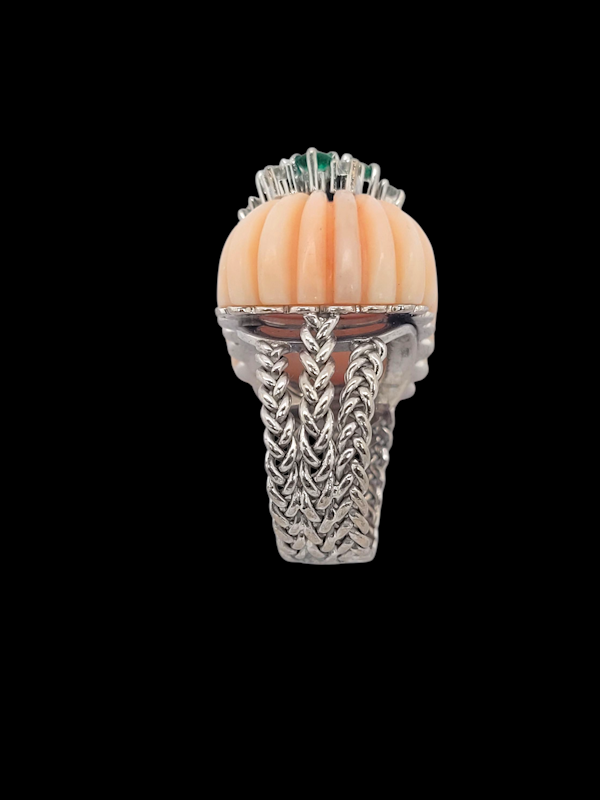 1960's angels kindly coral and emerald ring SKU: 8263 DBGEMS - image 4