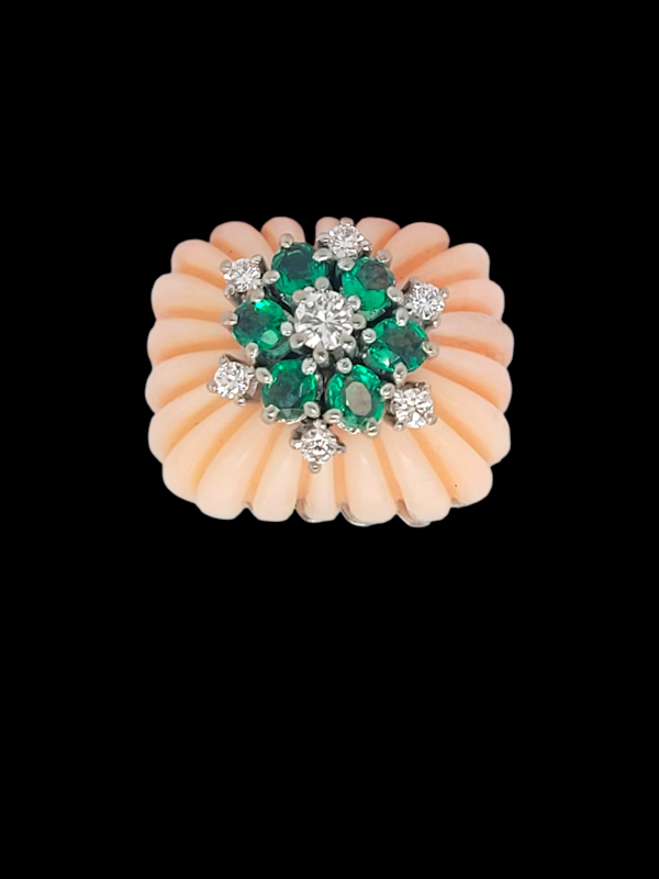 1960's angels kindly coral and emerald ring SKU: 8263 DBGEMS - image 5