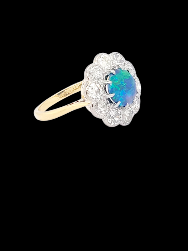 Antique black opal and old cut diamond cluster ring SKU: 8262 DBGEMS - image 4