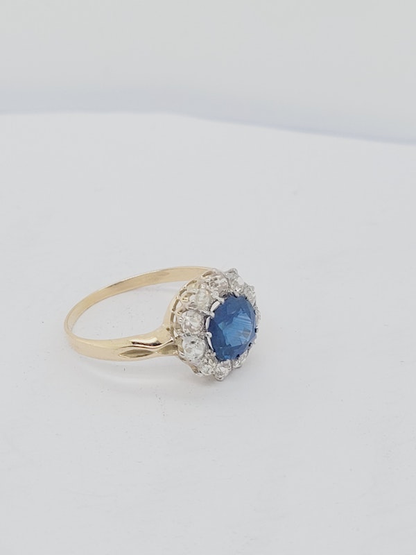 Antique sapphire and diamond cluster engagement ring SKU: 8259 DBGEMS - image 4