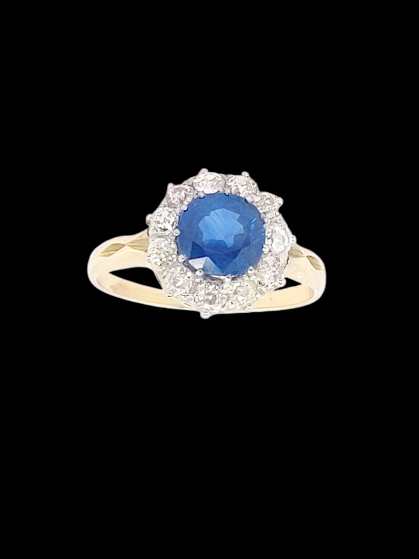 Antique sapphire and diamond cluster engagement ring SKU: 8259 DBGEMS - image 2