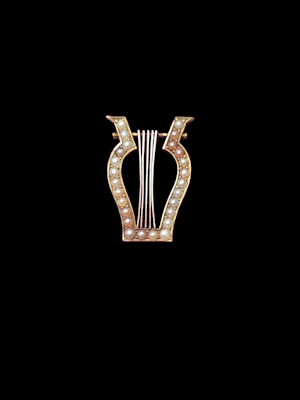 Antique natural pearl Lyre brooch SKU: 8247 DBGEMS
