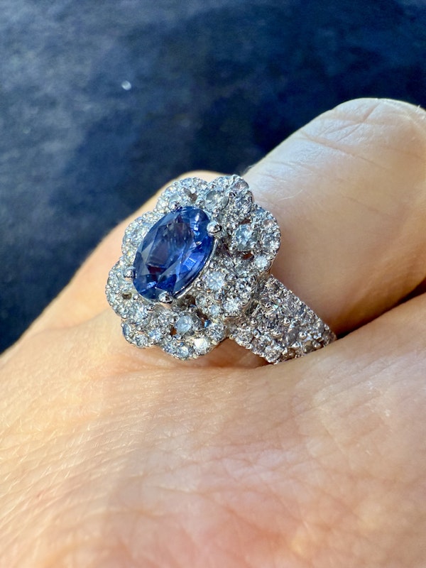 1.75ct Natural Blue Sapphire & 2.00ct Diamond Ring - image 9