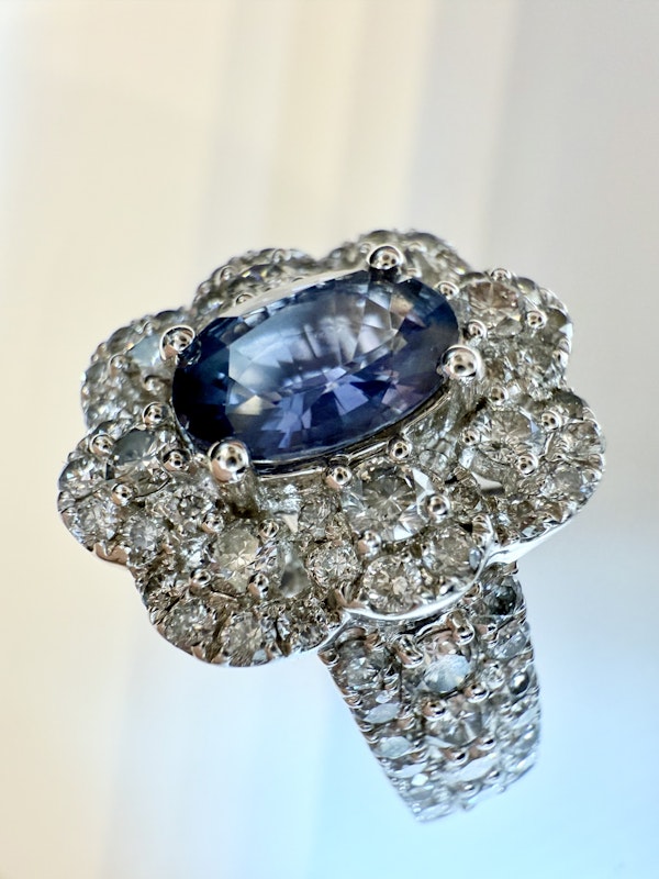 1.75ct Natural Blue Sapphire & 2.00ct Diamond Ring - image 3