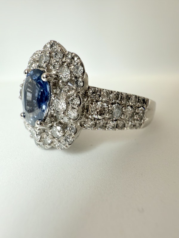 1.75ct Natural Blue Sapphire & 2.00ct Diamond Ring - image 8