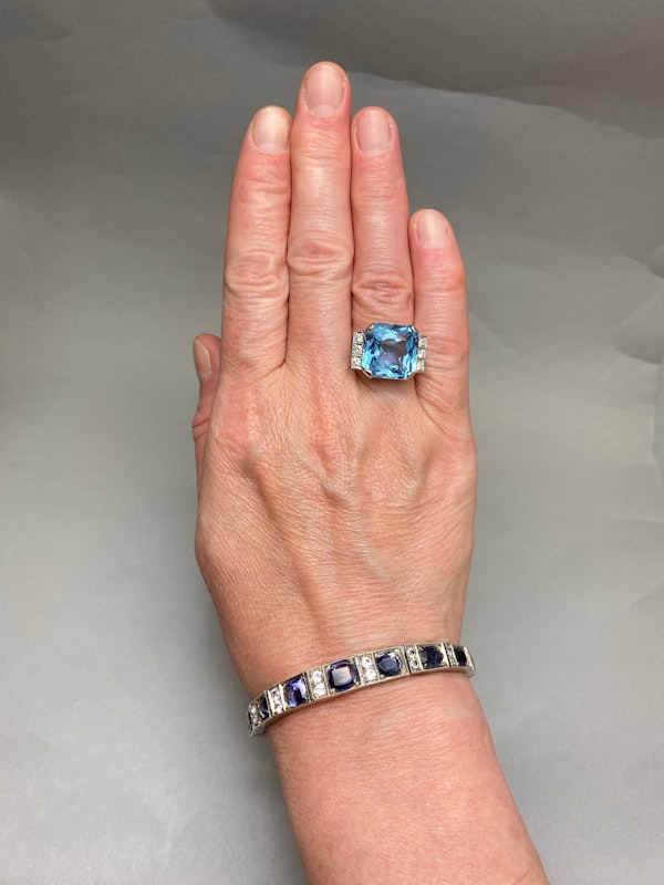 Aquamarine Diamond Ring in Platinum date circa 1930-1935, SHAPIRO & Co since1979 - image 5