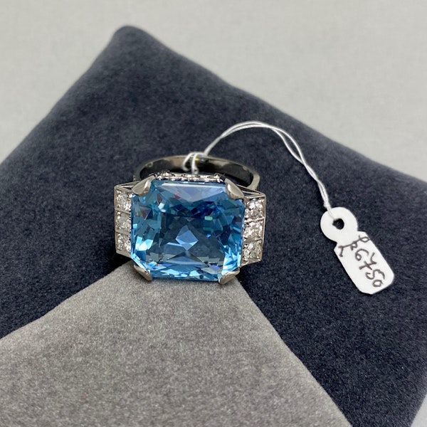 Aquamarine Diamond Ring in Platinum date circa 1930-1935, SHAPIRO & Co since1979 - image 7