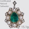 CERTIFICATED NATURAL SALTWATER PEARL, EMERALD AND DIAMOND PENDANT - image 1