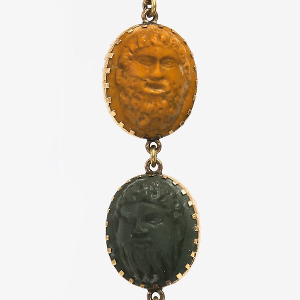 RARE ANTIQUE LAVA CAMEO GOLD NECKLACE, - image 2